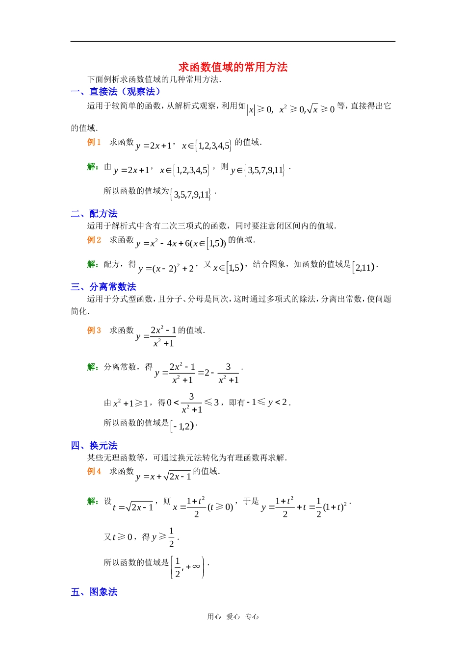 高考数学复习点拨 求函数值域的常用方法_第1页