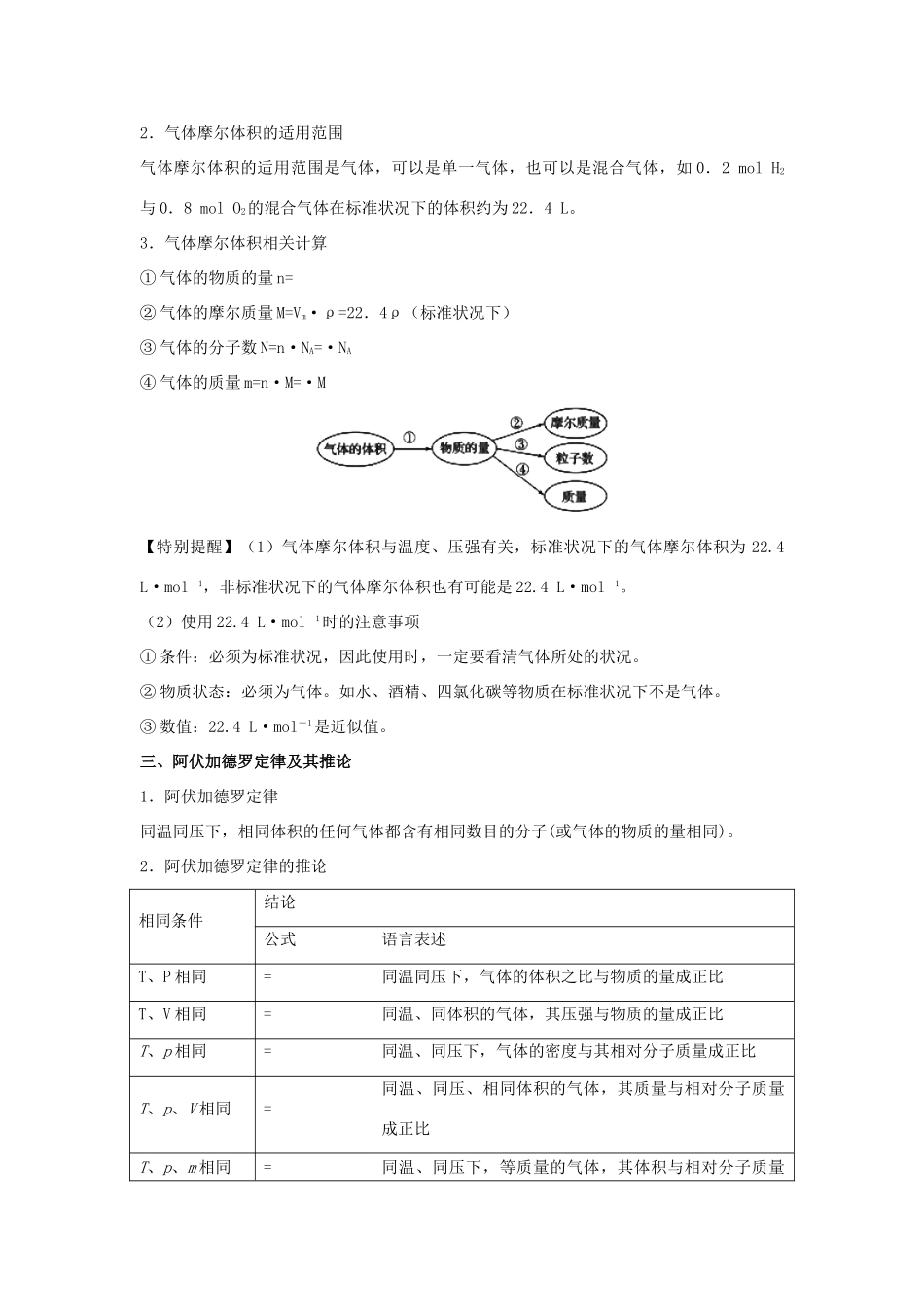 高中化学 第一单元 从实验学化学 第二讲 化学计量在实验中的应用讲义（必修1）-人教版高一必修1化学试题_第3页