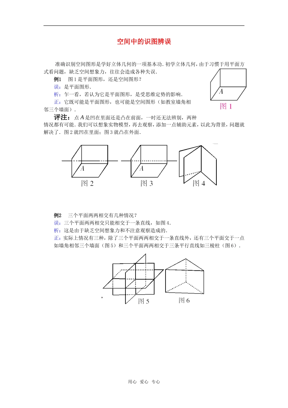 高考数学复习点拨 空间中的识图辨误_第1页