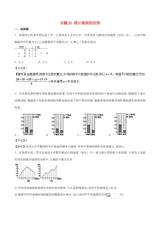 高考数学一轮复习 专题25 统计图表的应用特色训练-人教版高三全册数学试题