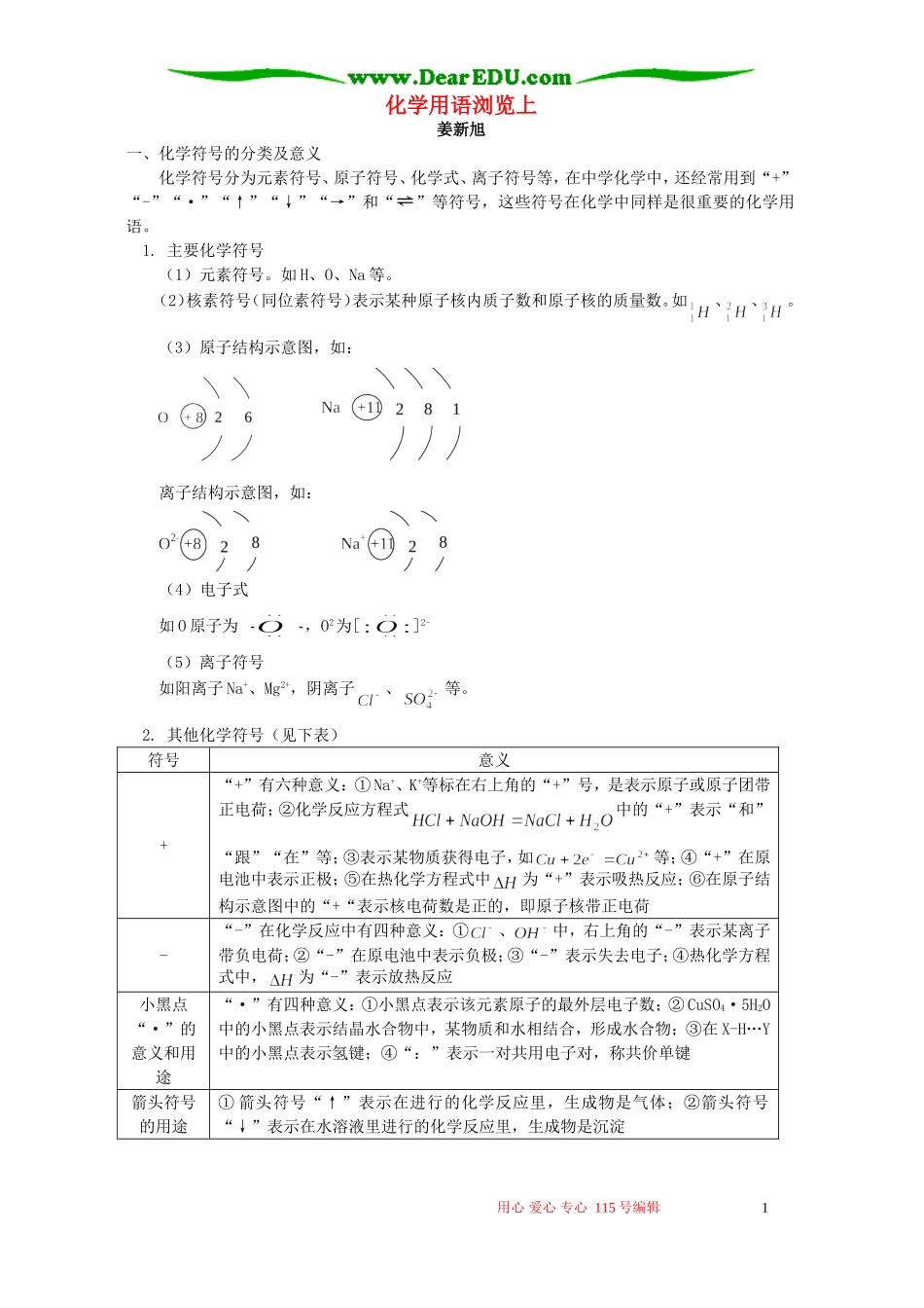 化学用语浏览上 专题辅导 不分版本_第1页
