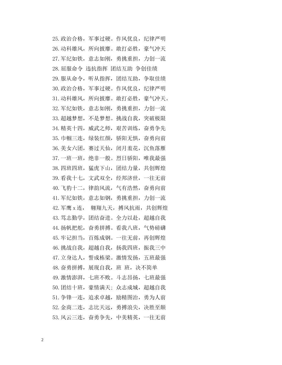 新生大一军训标语精选 _第2页