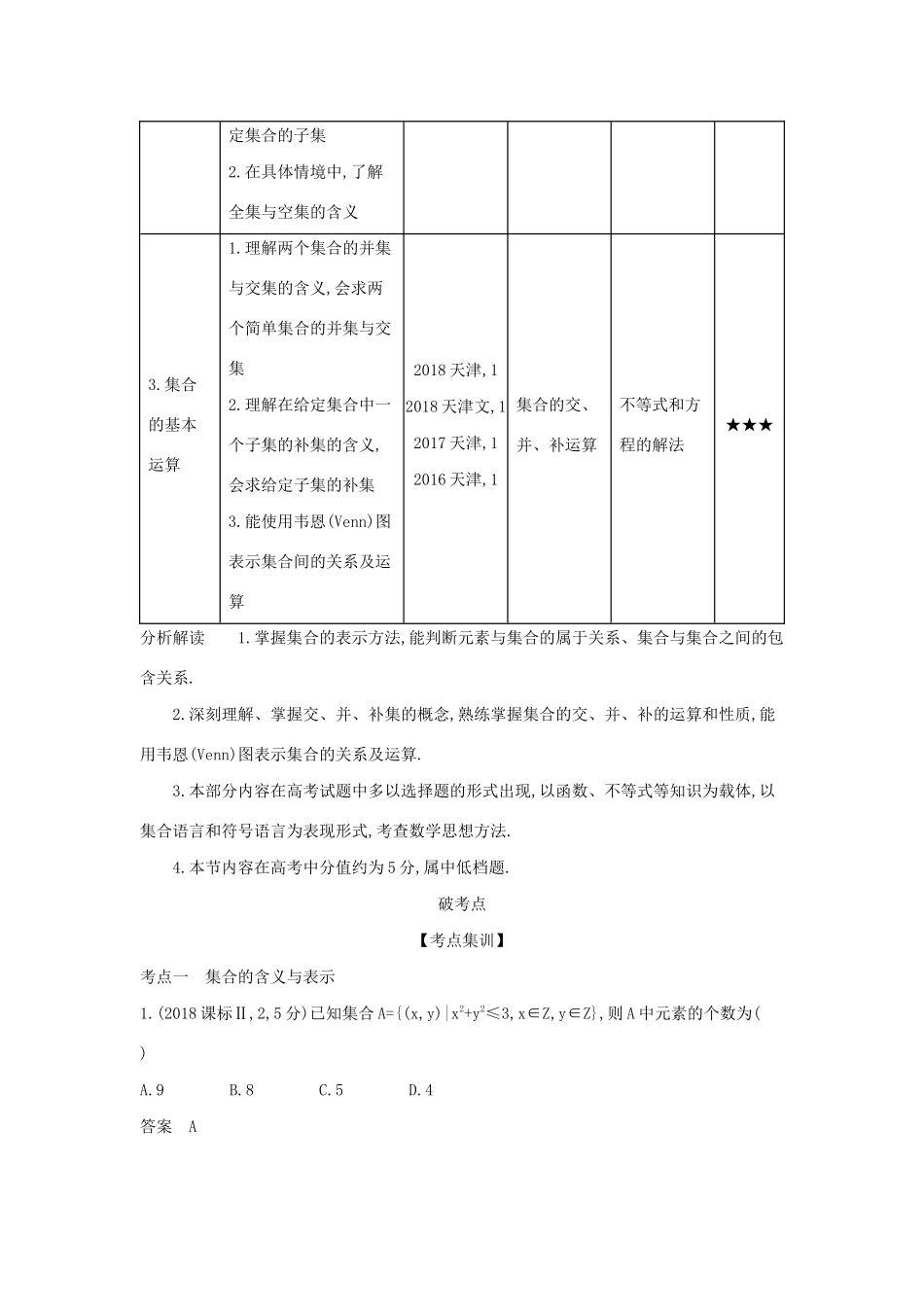 （天津专用）高考数学大一轮复习 1.1 集合的概念及运算精练-人教版高三全册数学试题_第2页