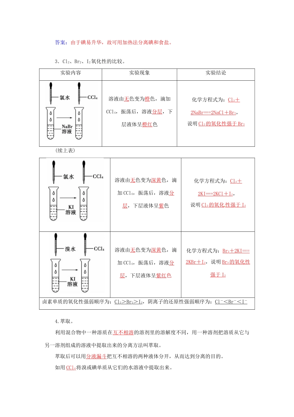 高中化学 第三章 第4节 第2课时 溴碘及海水提溴练习 鲁科版必修1-鲁科版高一必修1化学试题_第2页