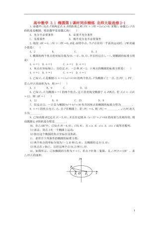 高中数学 3.1 椭圆第1课时同步精练 北师大版选修2-1-北师大版高二选修2-1数学试题