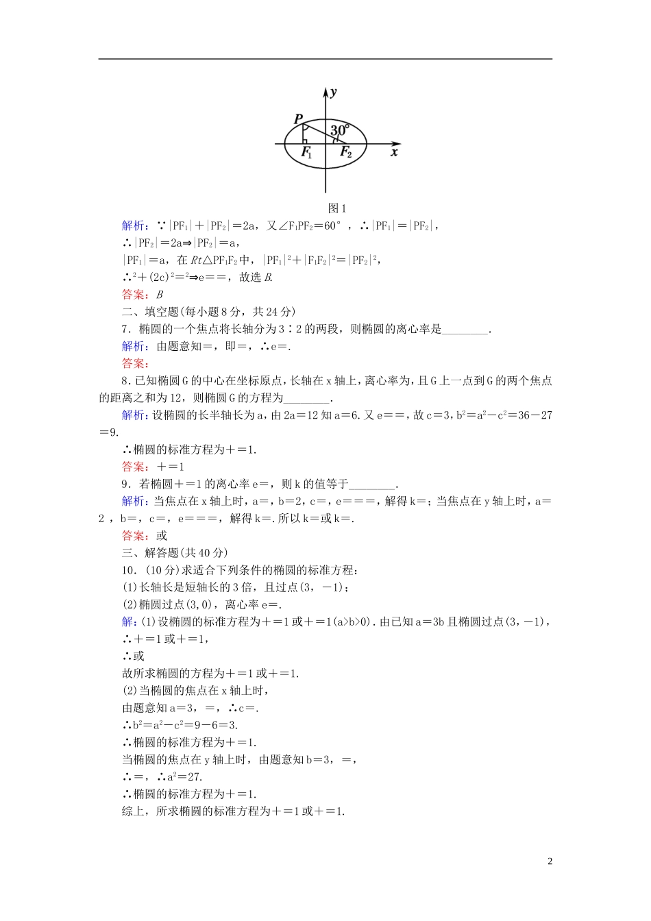 【红对勾】高中数学 2-2-2-1 椭圆的简单几何性质课时作业 新人教A版选修2-1_第2页