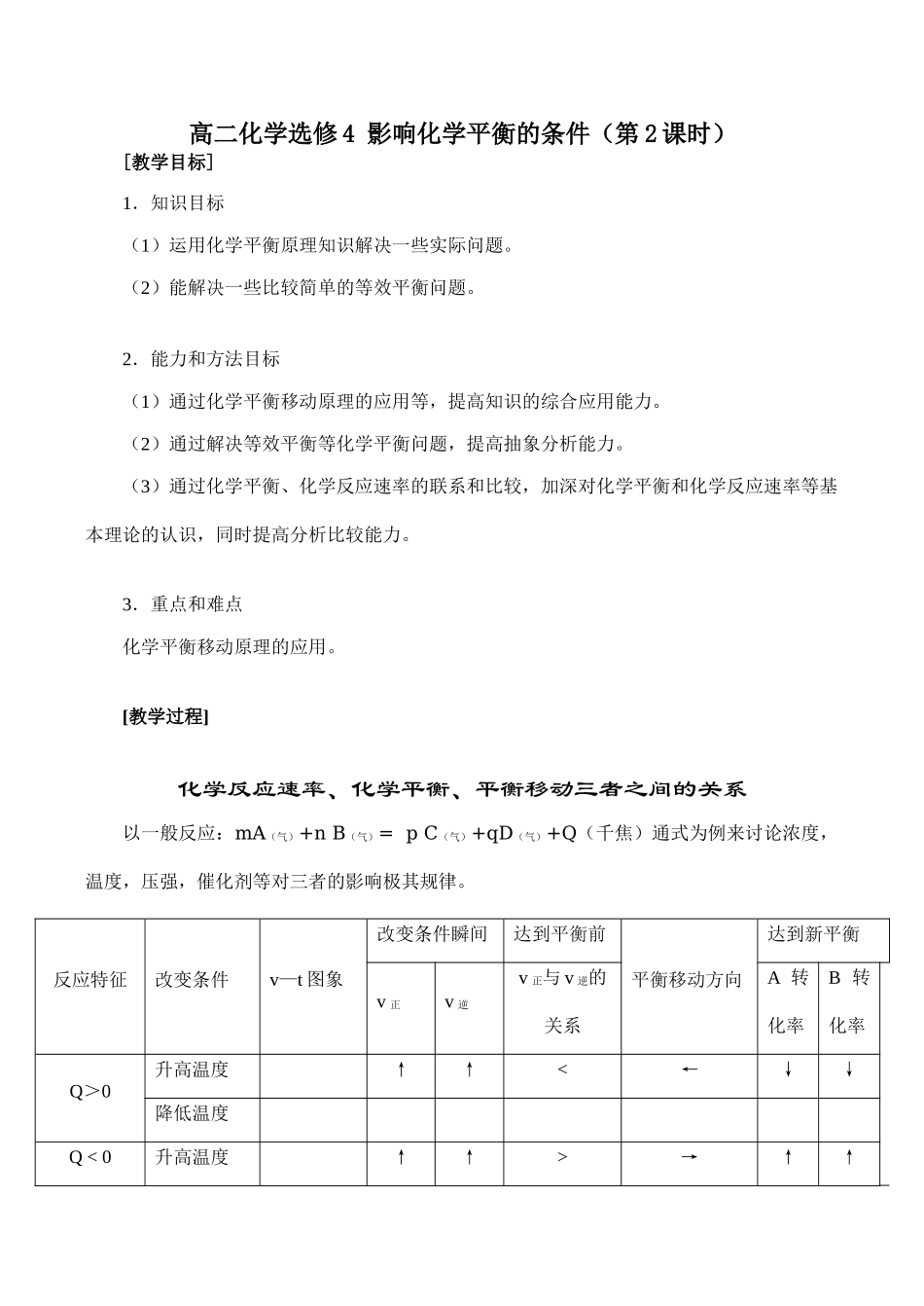 高二化学选修4 影响化学平衡的条件（第2课时）_第1页