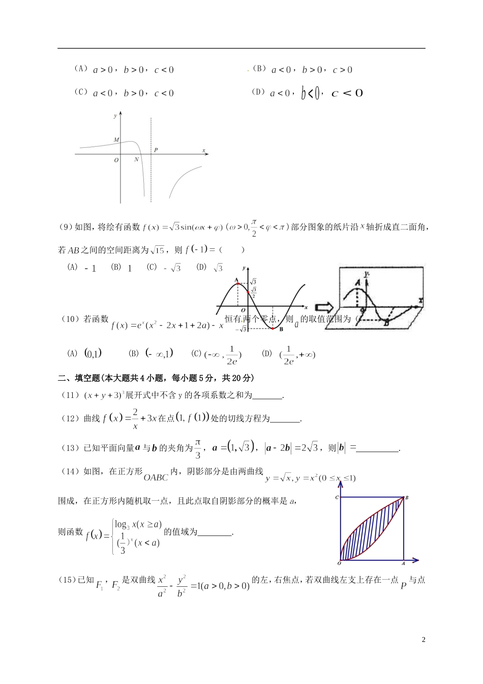 山东省平阴县高三数学下学期开学考试试题 理-人教版高三全册数学试题_第2页