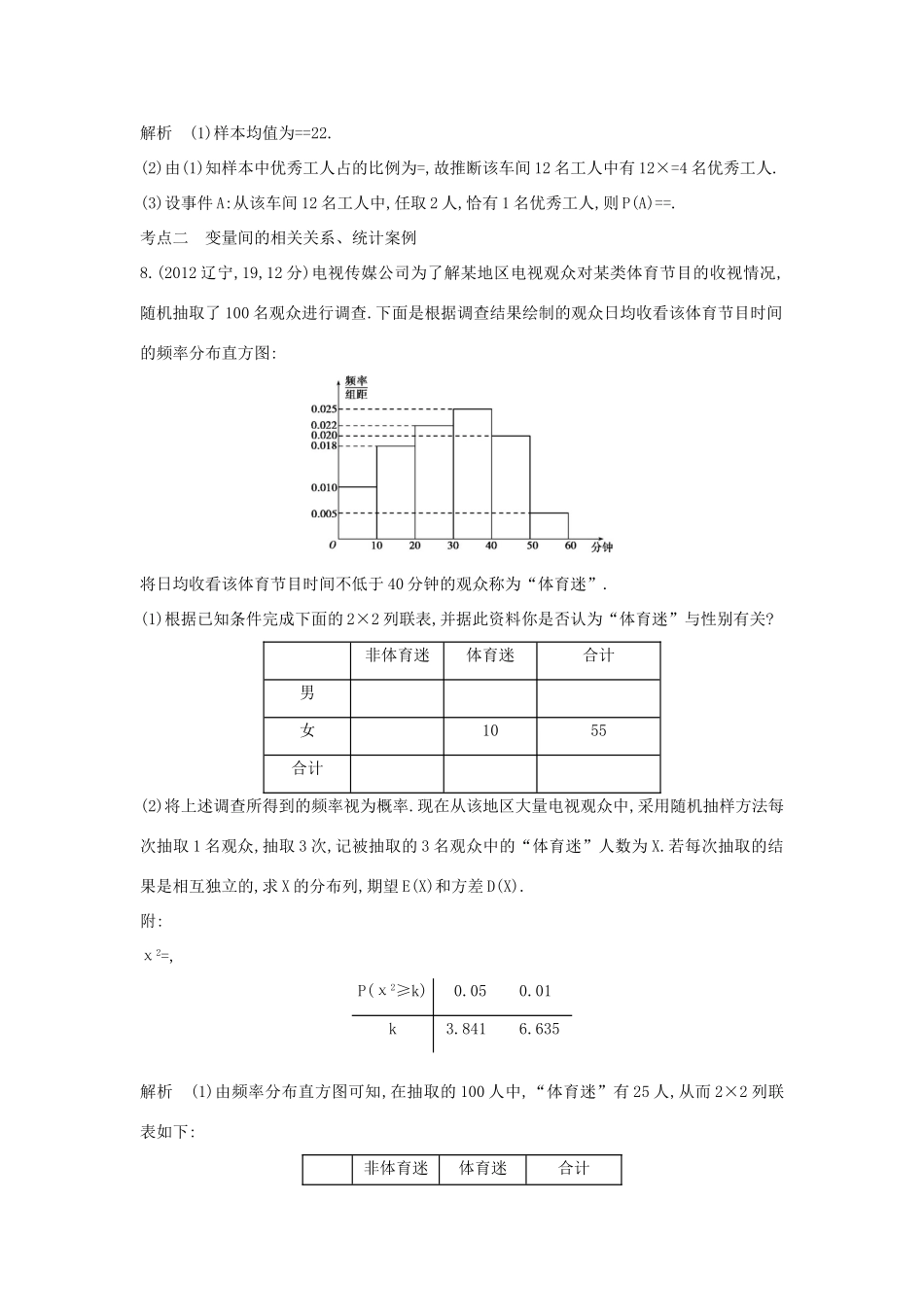 （全国通用）高考数学一轮总复习 第十二章 概率与统计 12.5 统计与统计案例专用题组 理 新人教B版-新人教B版高三全册数学试题_第3页