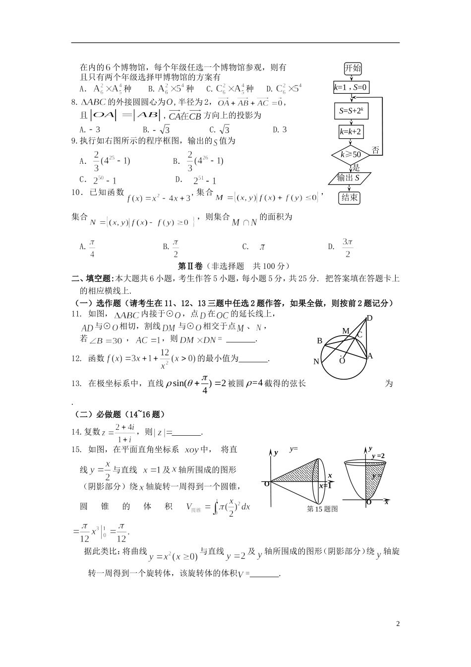湖南省怀化市高三数学下学期第三次质量监测试题 理-人教版高三全册数学试题_第2页