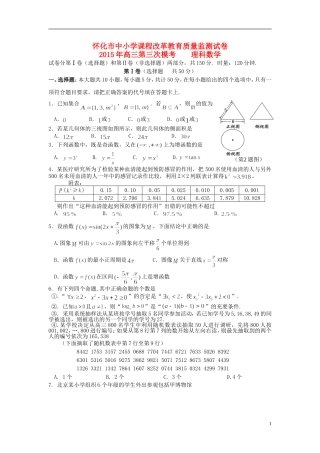 湖南省怀化市高三数学下学期第三次质量监测试题 理-人教版高三全册数学试题