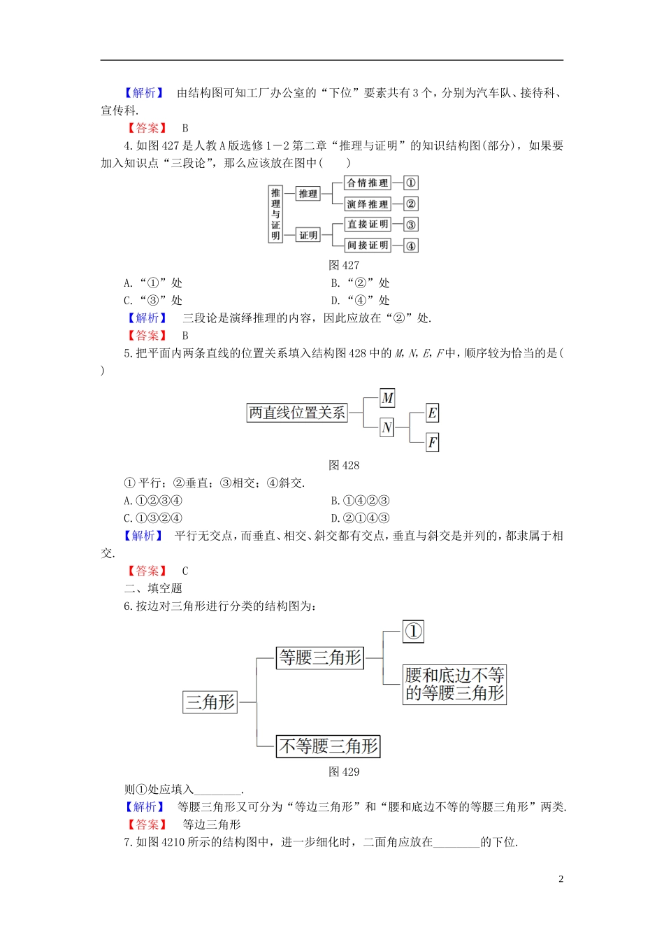 高中数学 第四章 框图 4.2 结构图学业分层测评 新人教B版选修1-2-新人教B版高二选修1-2数学试题_第2页