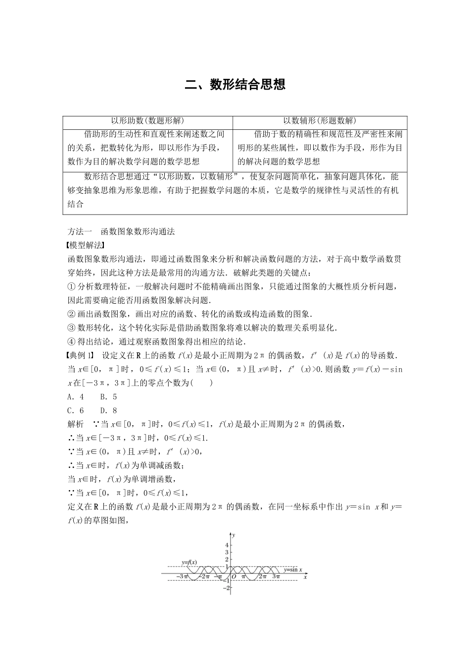 高考数学二轮复习 数学思想领航 二 数形结合思想专题突破讲义 文-人教版高三全册数学试题_第1页