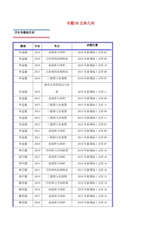 十年真题（-）高考数学真题分类汇编 专题09 立体几何 文（含解析）-人教版高三全册数学试题