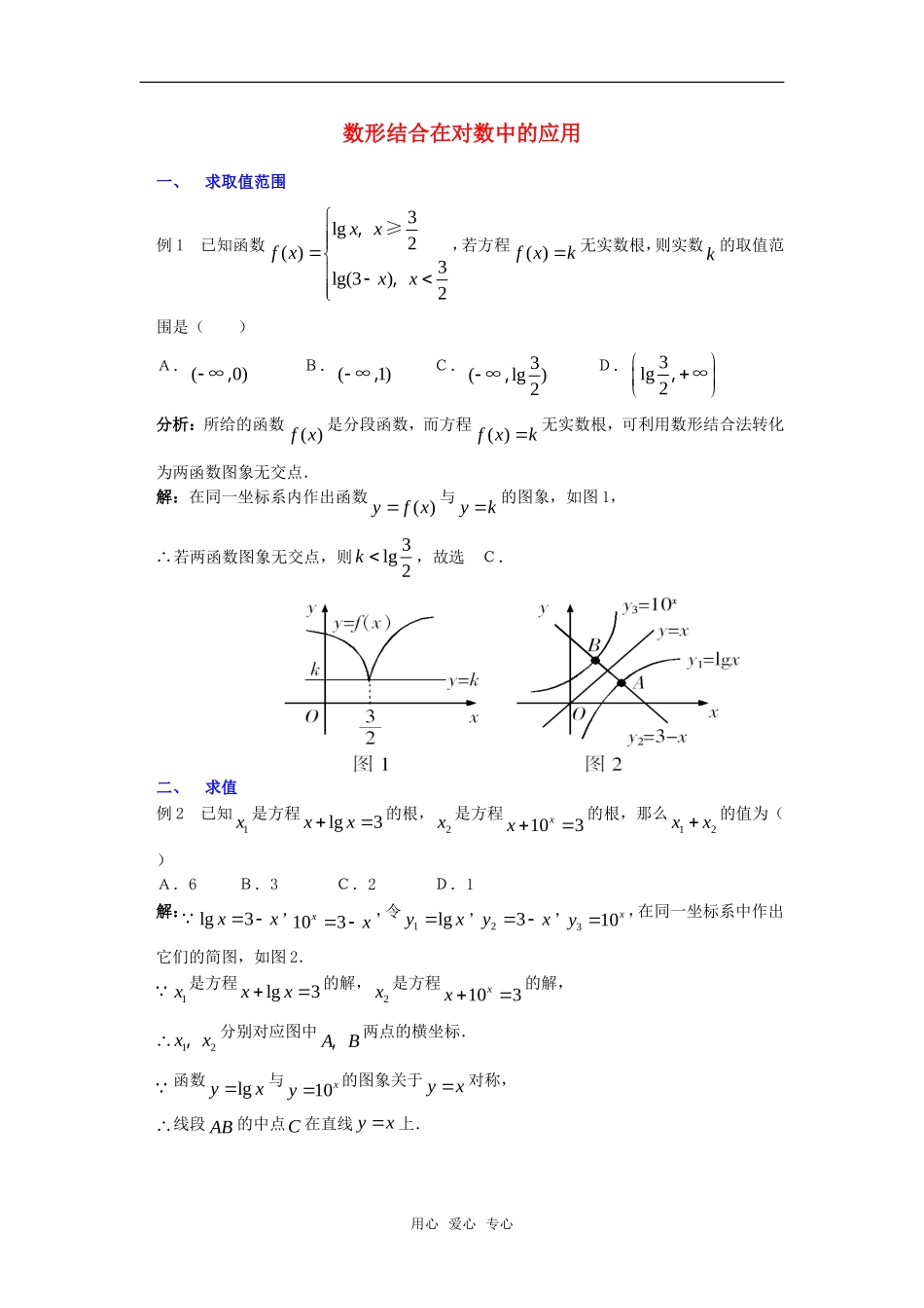 高考数学复习点拨 数形结合在对数中的应用_第1页