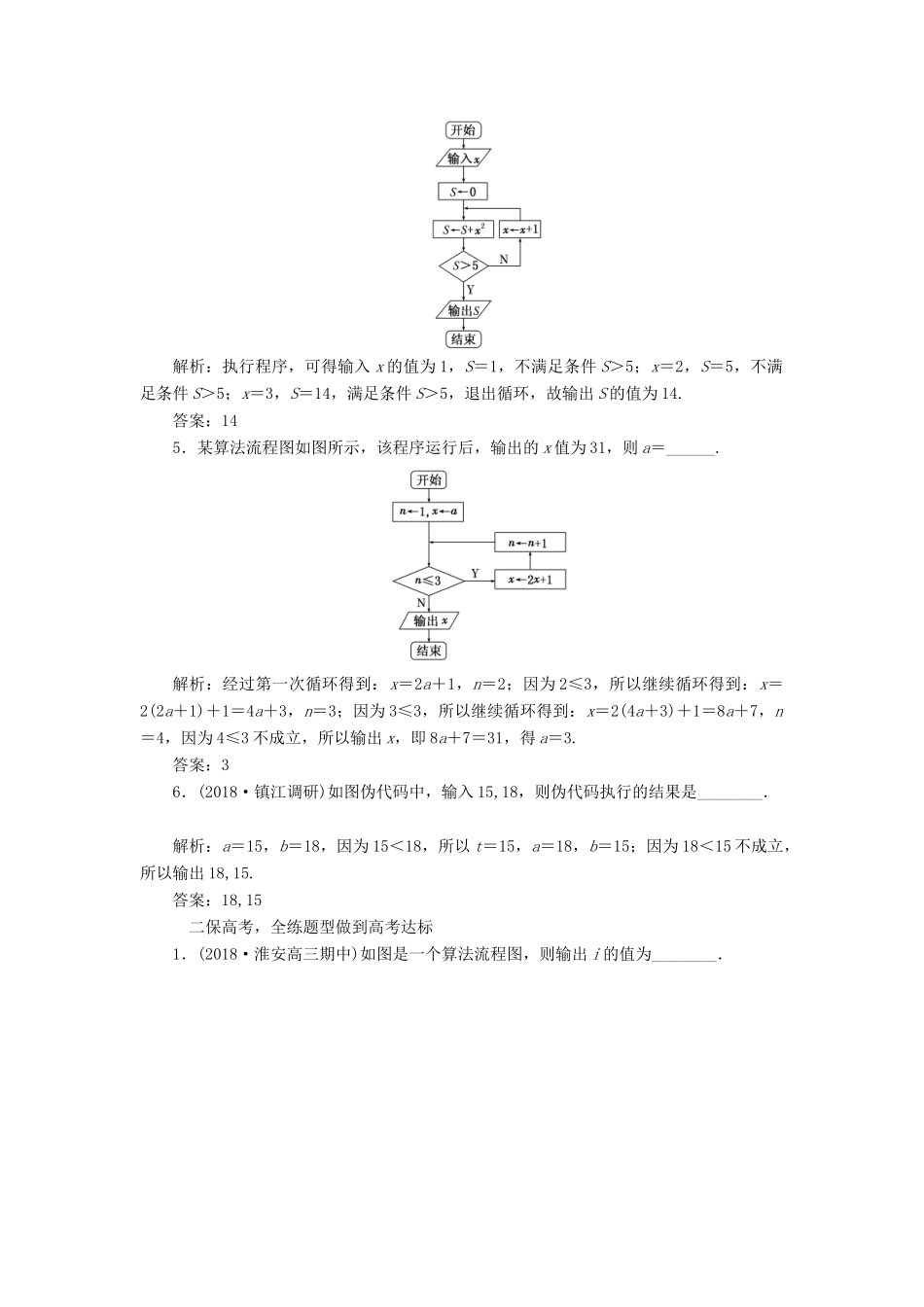 （江苏专版）高考数学一轮复习 第十章 算法初步、复数、推理与证明 课时跟踪检测（四十六）算法初步 文-人教版高三全册数学试题_第2页