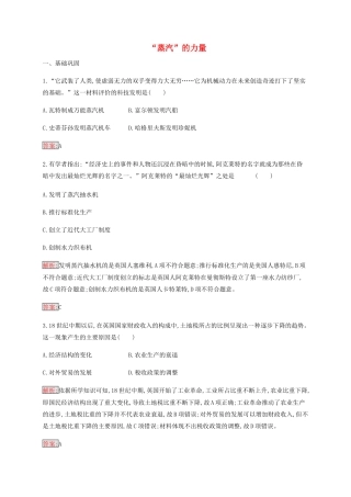 高中历史 专题五 走向世界的资本主义市场 3“蒸汽”的力量练习（含解析）人民版必修2-人民版高一必修2历史试题