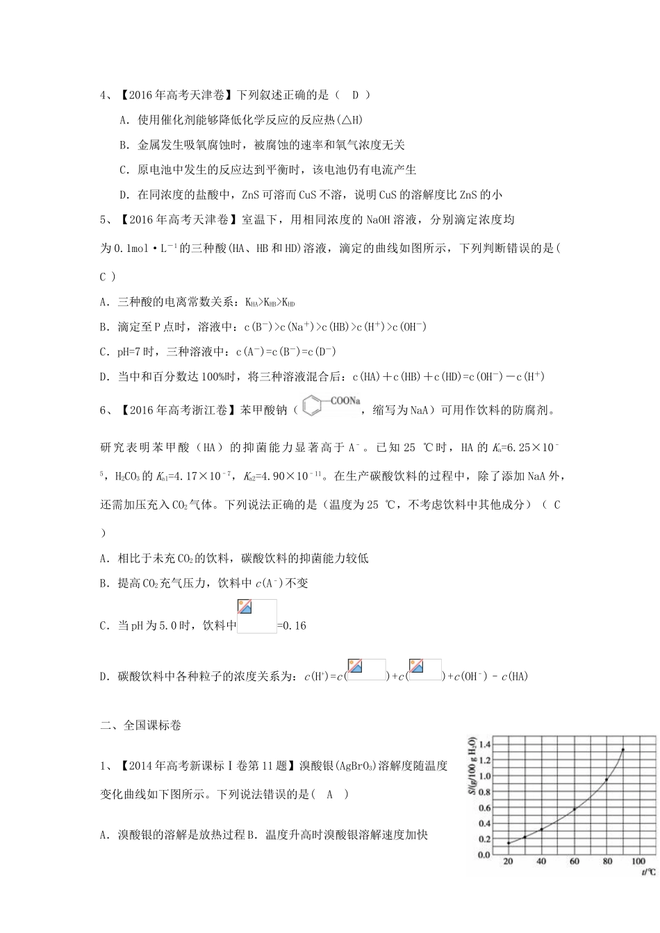 四川省宜宾市一中高三化学“补胎式”一轮复习第12周训练试题（水溶液中的离子平衡）-人教版高三全册化学试题_第2页