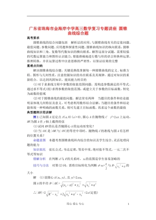 广东省珠海市金海岸中学高考数学复习专题讲座 圆锥曲线综合题