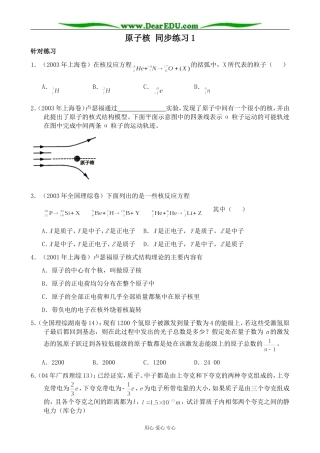 上科版高三化学原子核 同步练习1