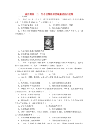 高中历史 专题八 当今世界经济的全球化趋势 二 当今世界经济区域集团化的发展课后训练 人民版必修2-人民版高一必修2历史试题
