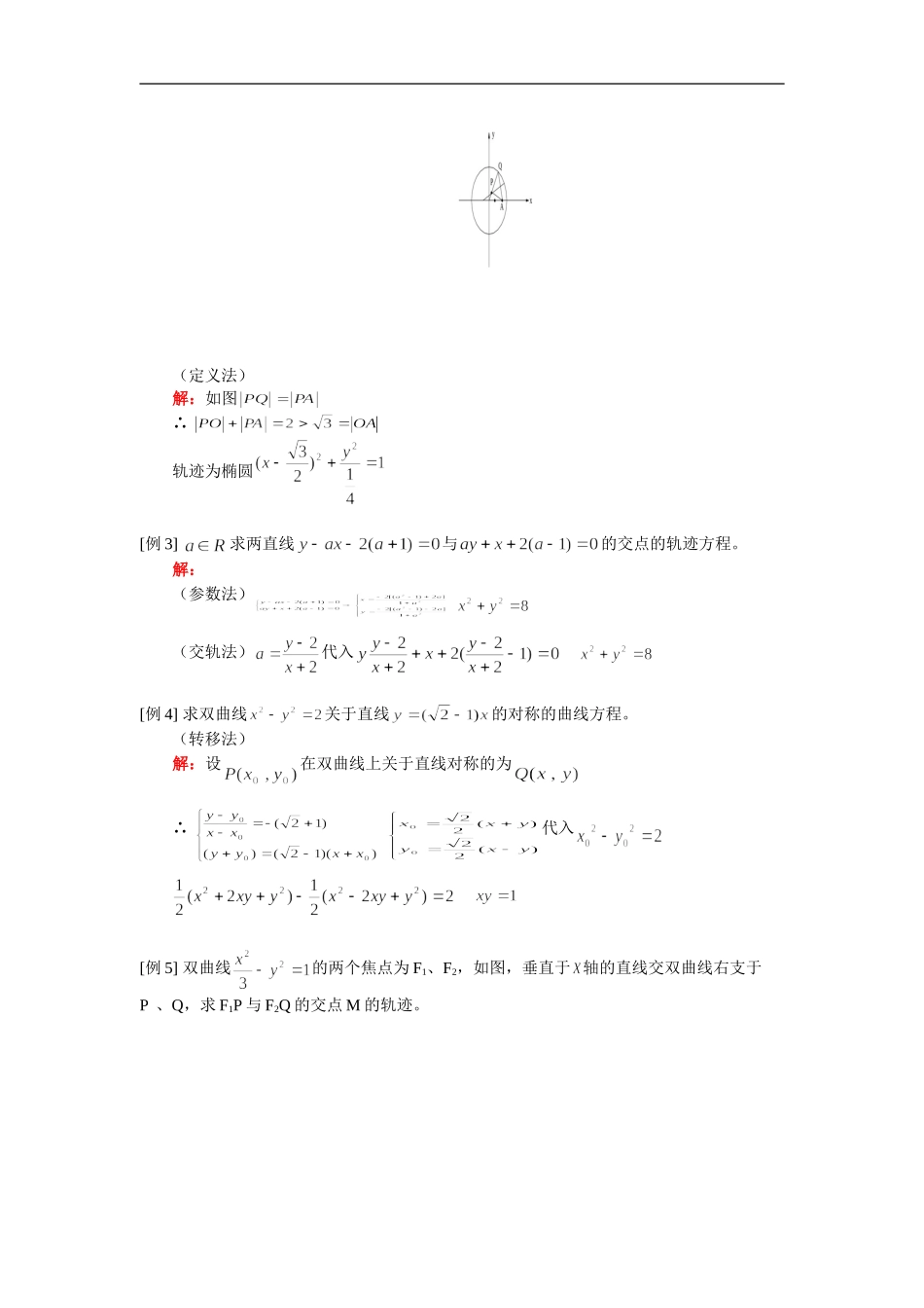 高二数学轨迹、圆锥曲线综合 理人教实验版（A）知识精讲_第2页