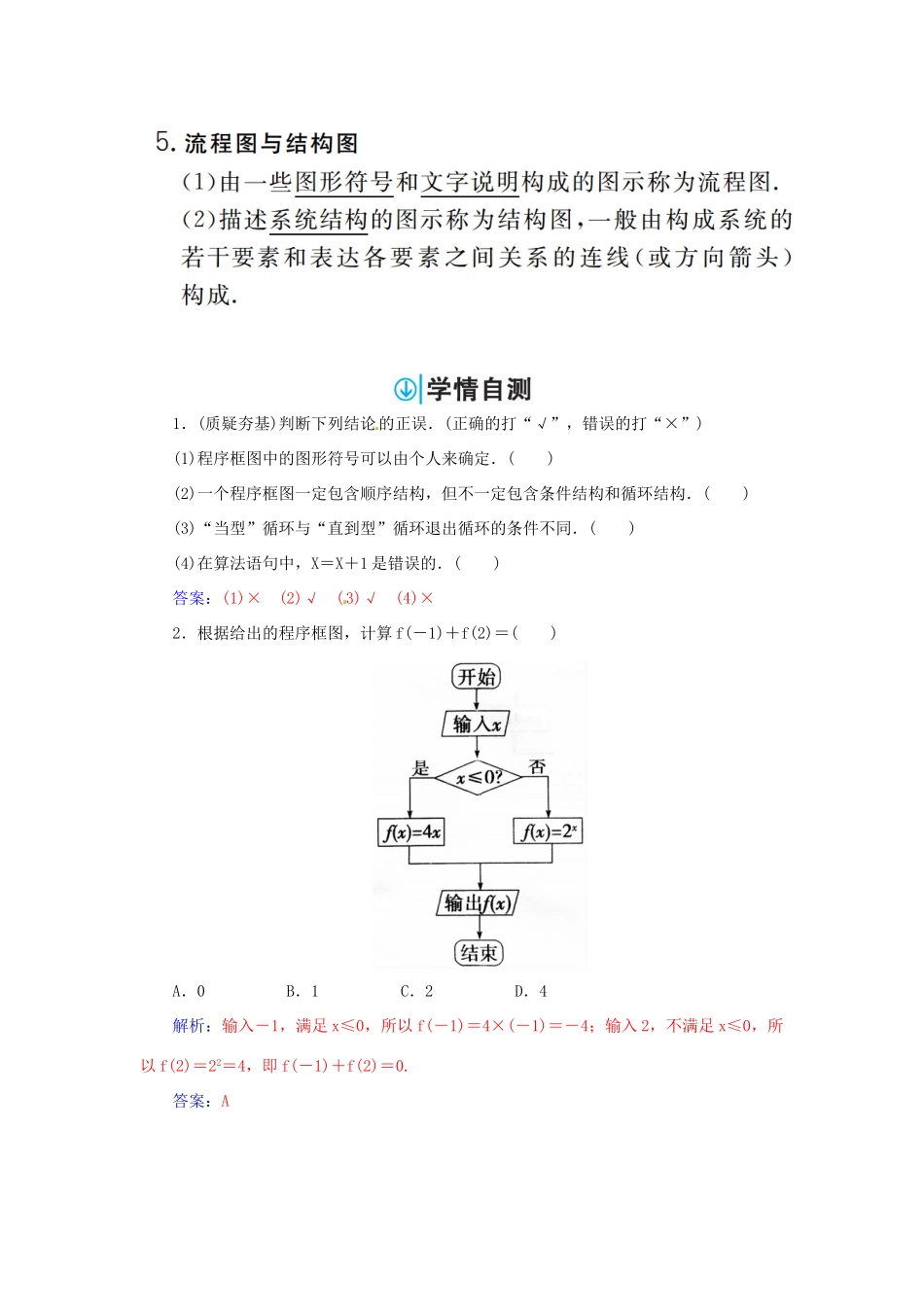 高考数学一轮总复习 第九章 算法初步、统计与统计案例 第一节 算法与程序框图练习 文-人教版高三全册数学试题_第3页