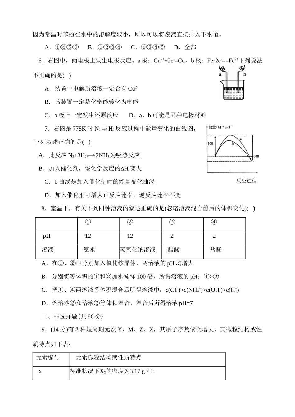 东北三省四市长春、哈尔滨、沈阳、大连高三化学第一次联合考试（化学部分）_第2页