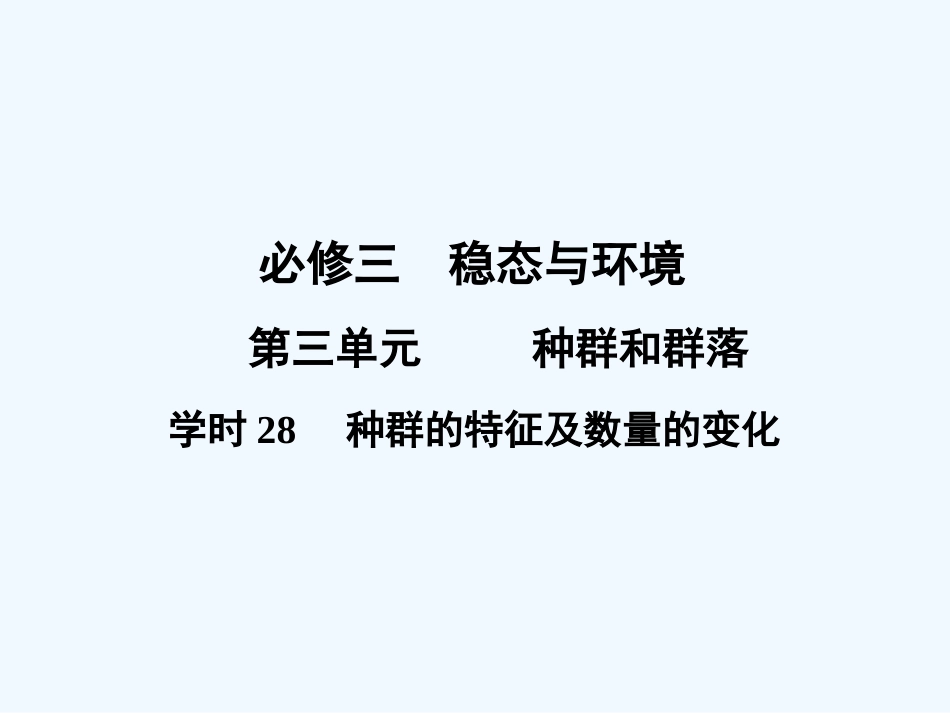 【创新设计】2011届高考生物一轮复习 第三单元学时28 种群的特征及数量的变化课件 浙科版必修3_第1页