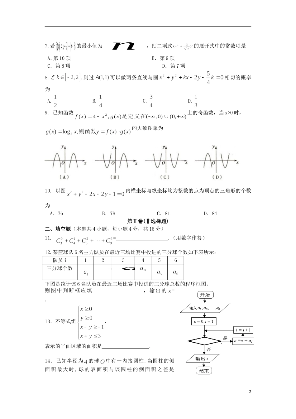 甘肃兰州一中11-12学年度高二数学下学期期末考试试题 理【会员独享】_第2页