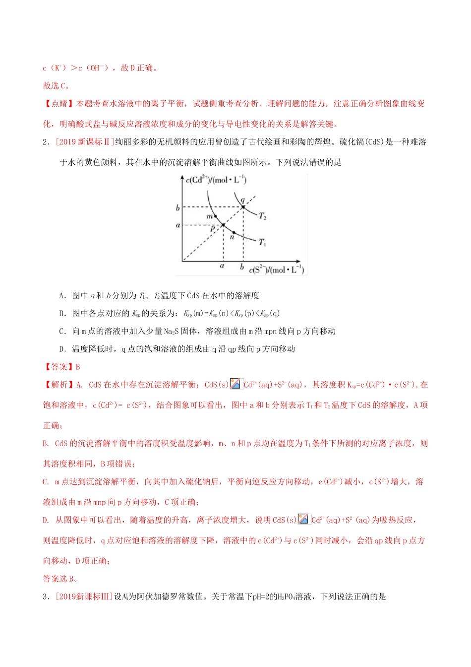 三年高考（-）高考化学真题分项汇编 专题10 水溶液中的离子平衡（含解析）-人教版高三全册化学试题_第2页