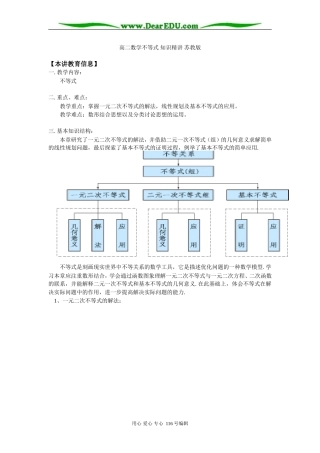 高二数学不等式 知识精讲 苏教版
