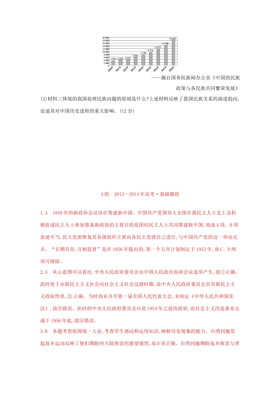3年高考（新课标）高考历史一轮复习 第13讲 现代中国的政治建设与祖国统一大业-人教版高三全册历史试题_第3页