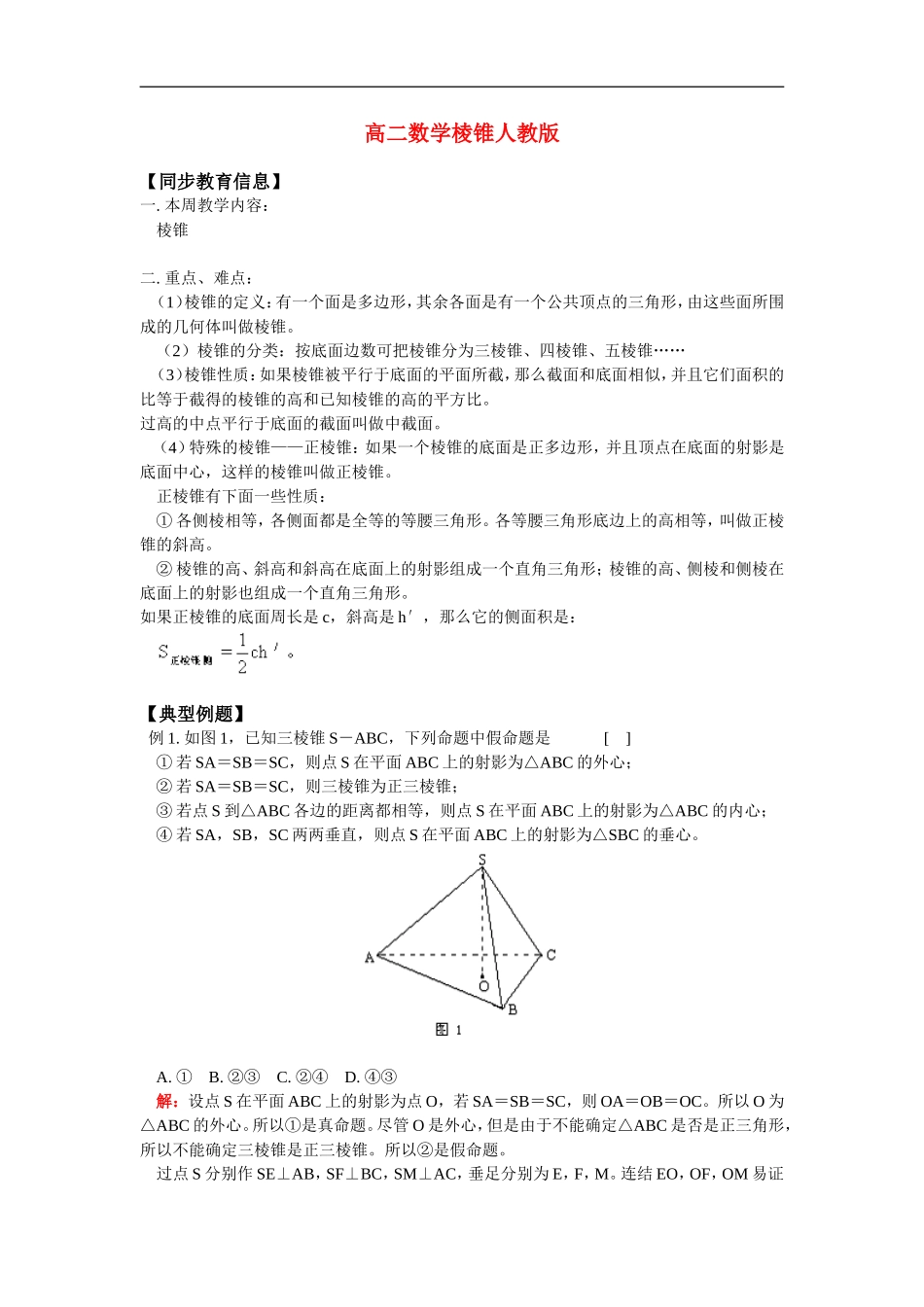 高二数学棱锥人教版_第1页