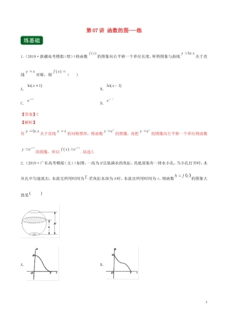 （浙江专用）高考数学一轮复习讲练测 专题2.7 函数的图象（练）（含解析）-人教版高三全册数学试题