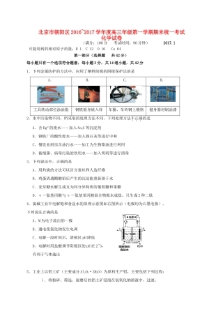 北京市朝阳区高三化学上学期期末统一考试试题-人教版高三全册化学试题