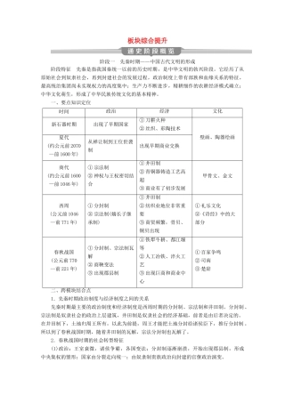 （新课标）高考历史二轮复习 板块一 中国古代文明 综合提升-人教版高三全册历史试题