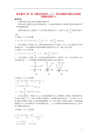 高中数学 第1章 导数及其应用 1.2.1 常见函数的导数互动课堂 苏教版选修2-2-苏教版高二选修2-2数学试题
