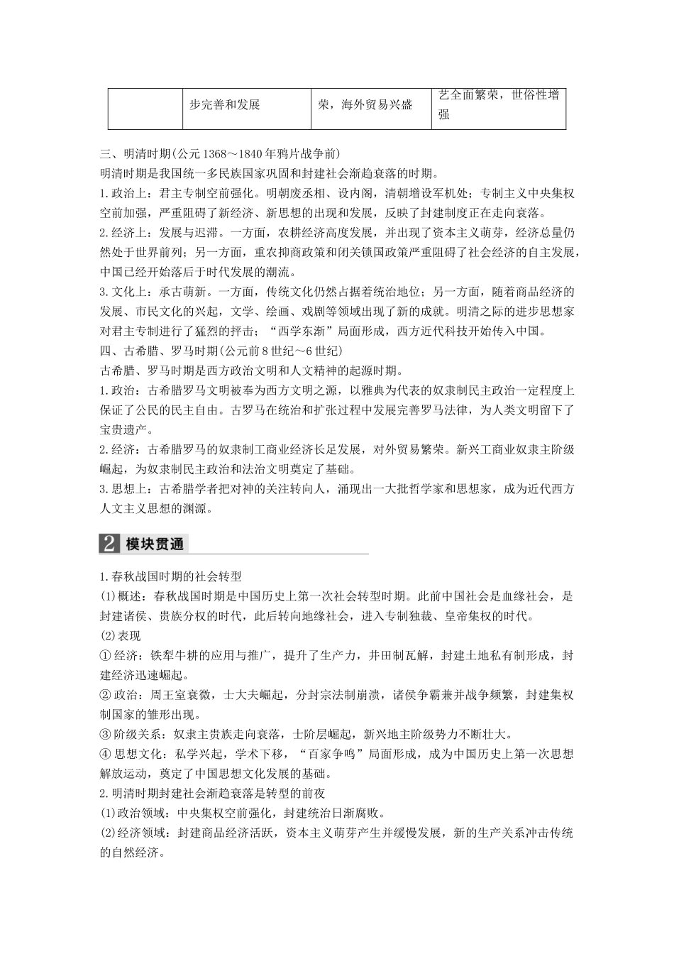（浙江专用）高考历史二轮复习 阶段一 古代的中国与西方世界 时空整合、纵横通关、加试题热点-人教版高三全册历史试题_第2页