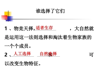 《谁选择了它们》教科版小学科学六年级上册第四单元PPT随堂测课件
