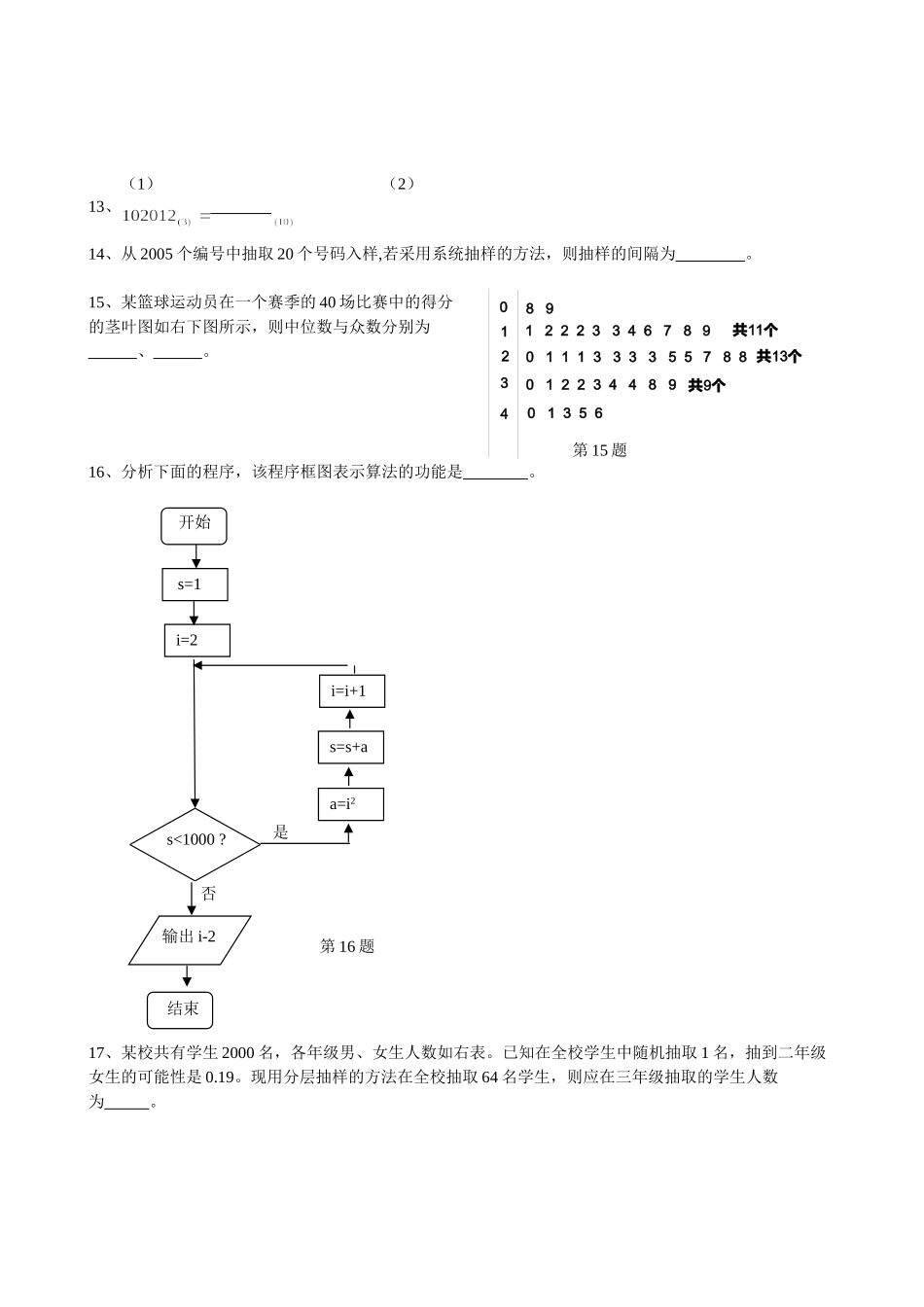浙江省上虞春晖中学高二数学月考测试 必修3_第3页