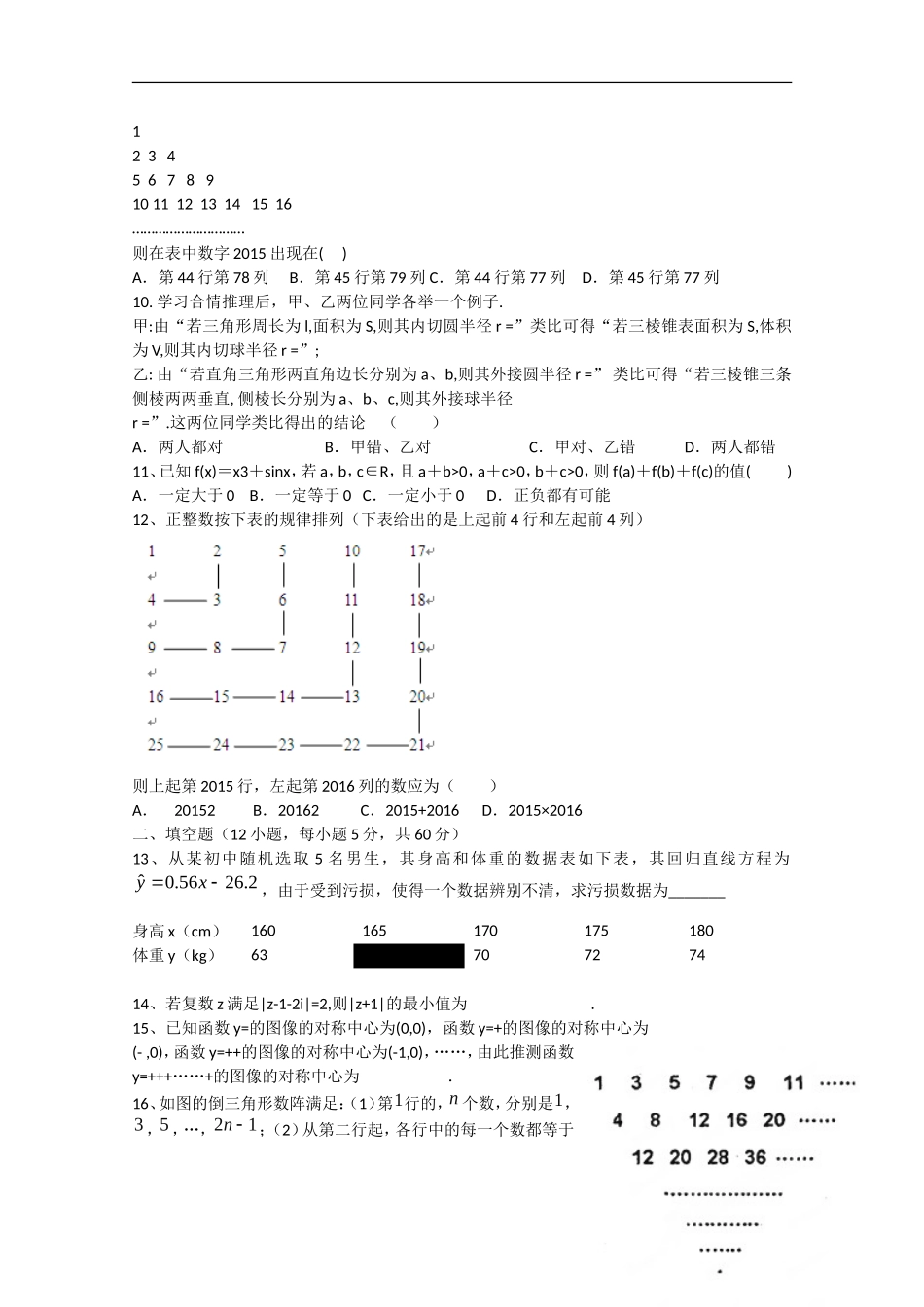 辽宁省葫芦岛市五校协作体高二数学下学期期中试题 文-人教版高二全册数学试题_第2页