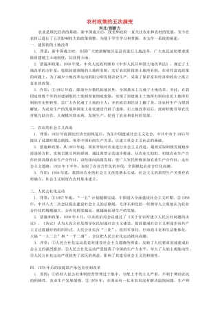 农村政策的五次演变 专题辅导 不分版本