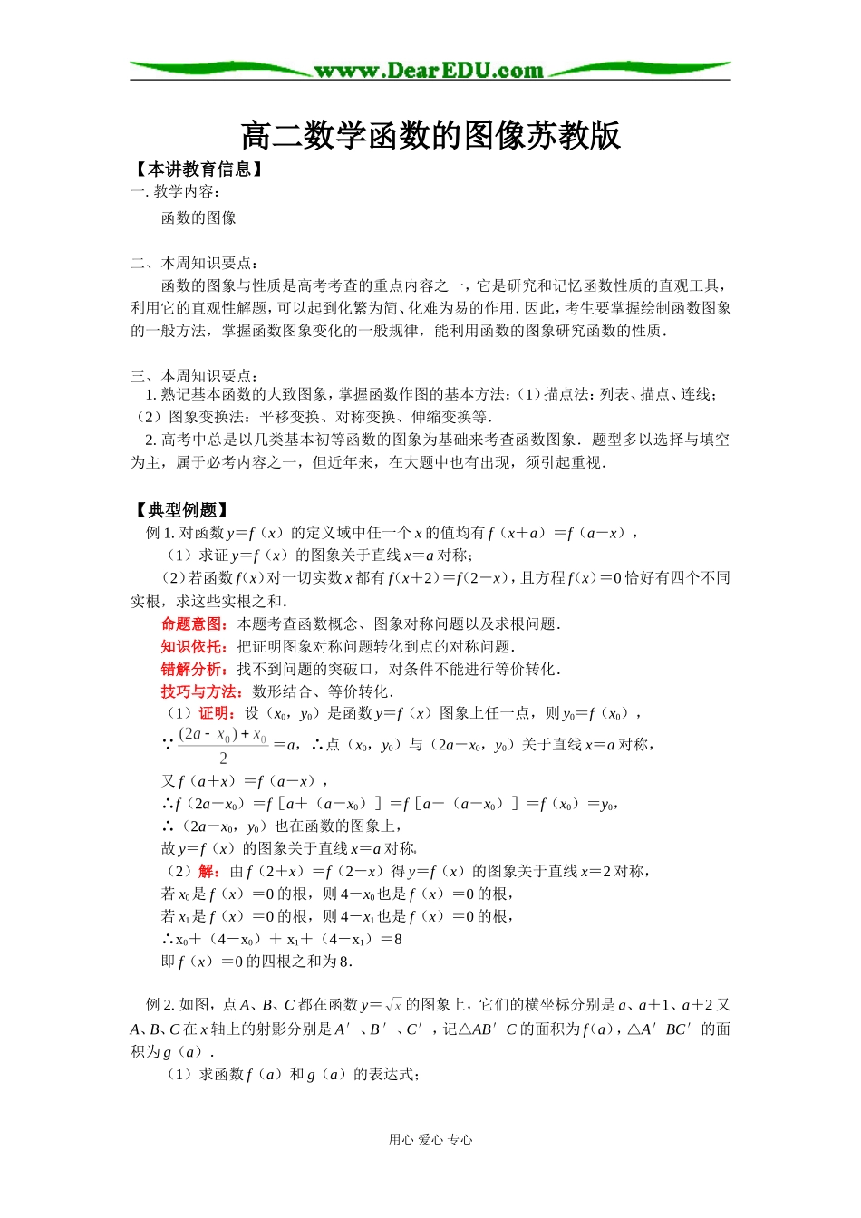 高二数学函数的图像苏教版知识精讲_第1页