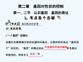 【创新设计】2011届高考生物一轮复习 3-2-1、2 认识基因　基因的表达课件 中图版必修2