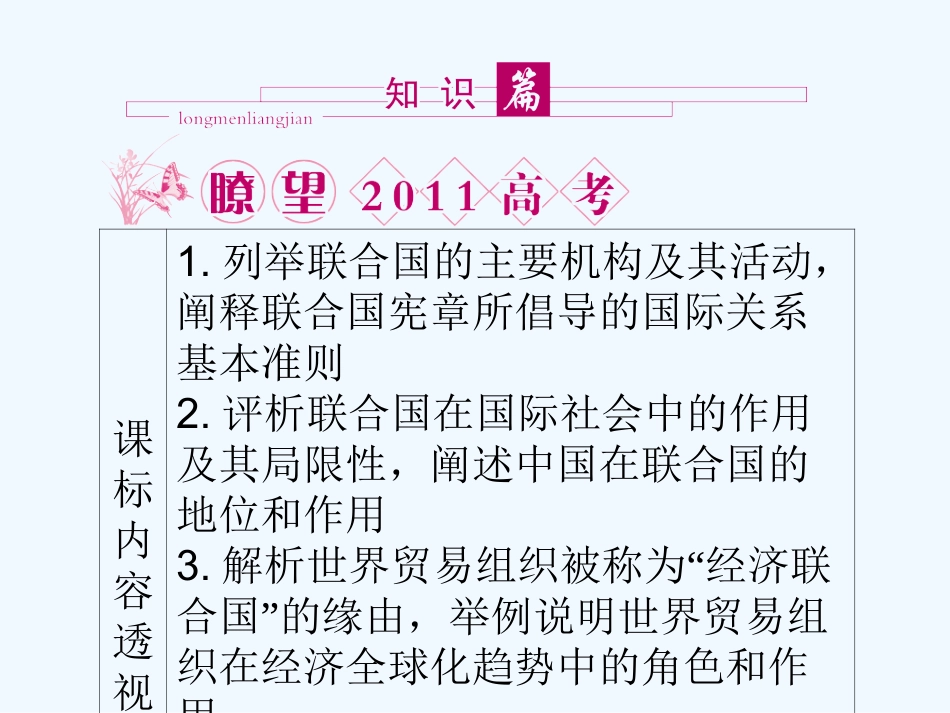 【龙门亮剑】2011高三政治一轮复习 专题5 日益重要的国际组织课件 新人教版选修3_第2页