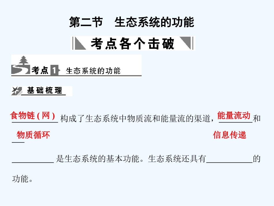 【创新设计】2011届高考生物一轮复习 2-3-2生态系统的功能课件 中图版选修1_第1页