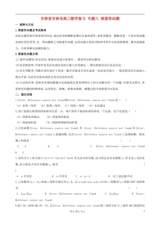 吉林省吉林市高三数学复习 专题八 探索性问题