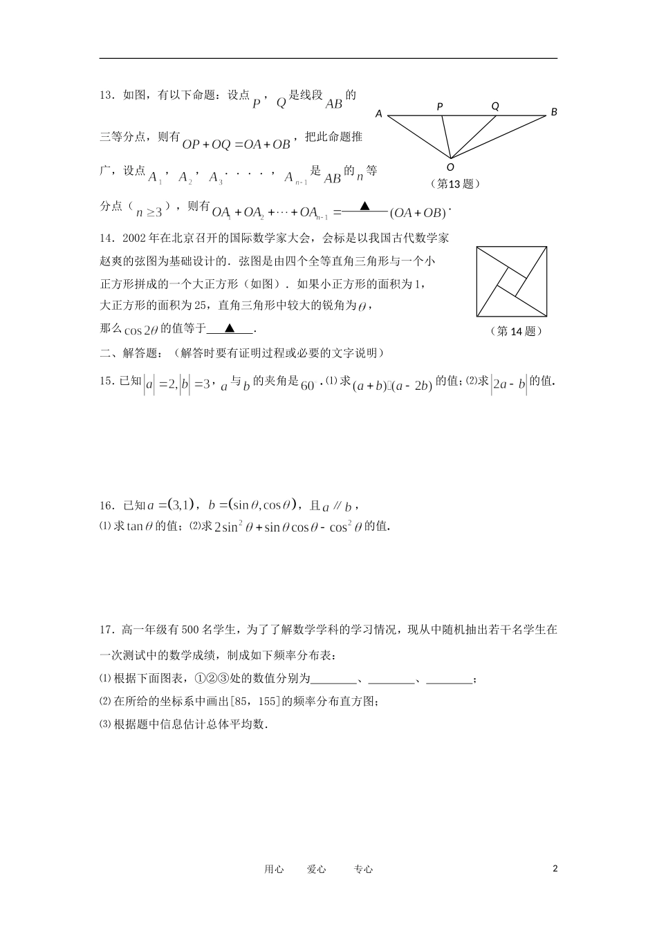 江苏省张家港市后塍高中11-12学年高一数学下学期5月综合练习试题苏教版_第2页