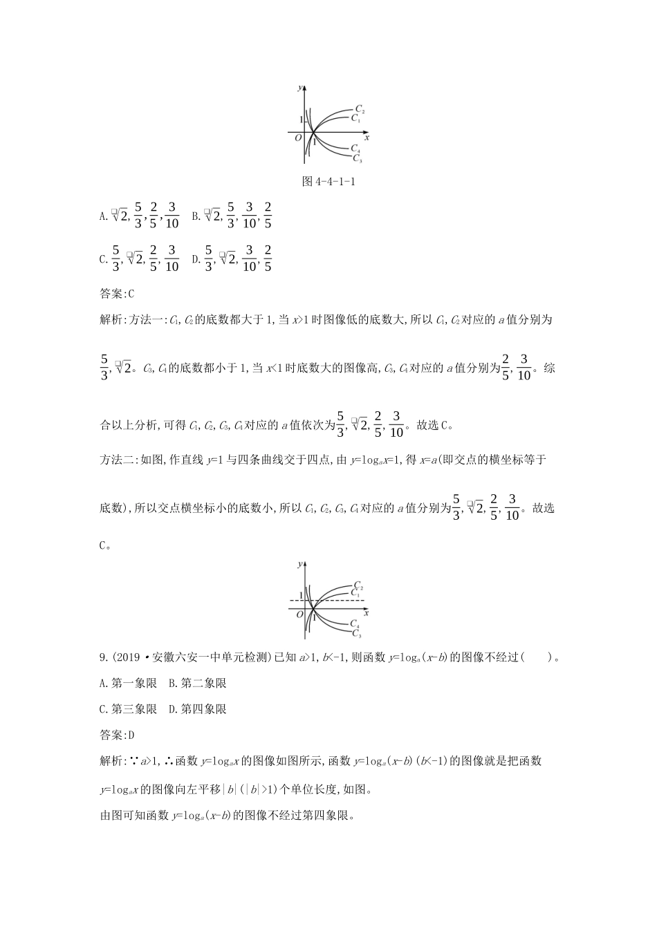 高中数学 第四章 指数函数与对数函数 4.4 对数函数一课一练（含解析）新人教A版必修第一册-新人教A版高一第一册数学试题_第3页